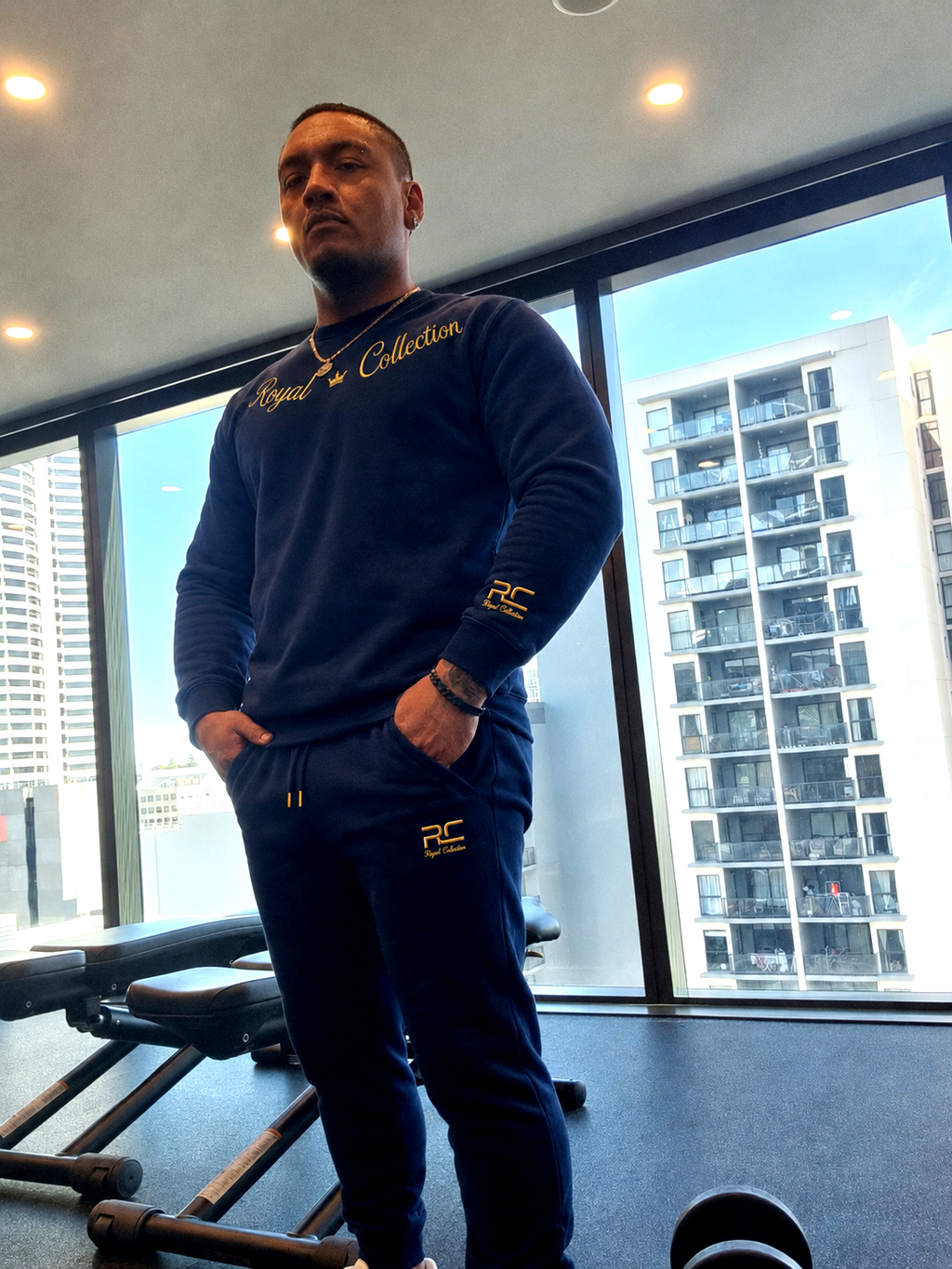 RC Navy Blue Gold Crewneck LS