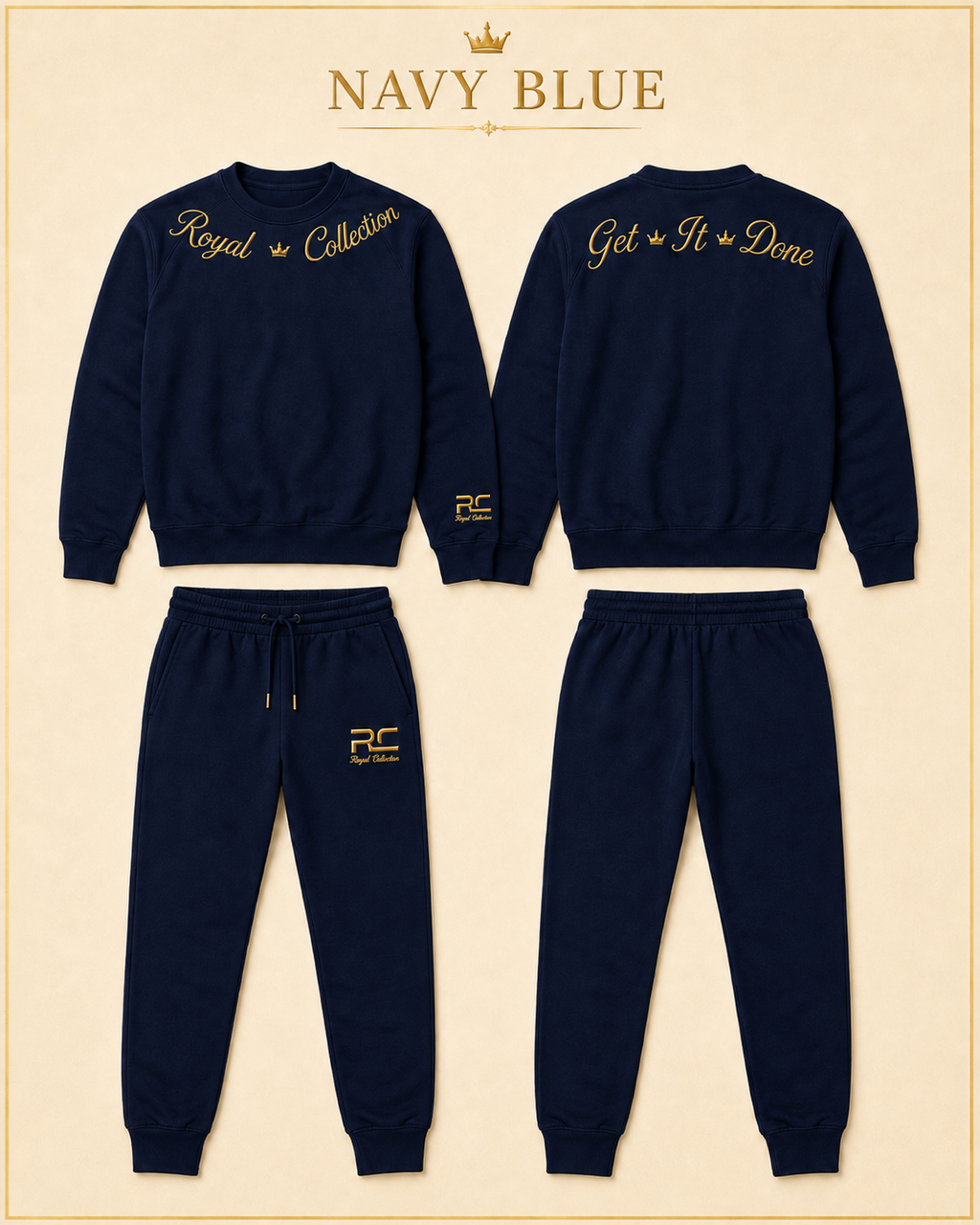 RC Navy Blue Gold Crewneck LS