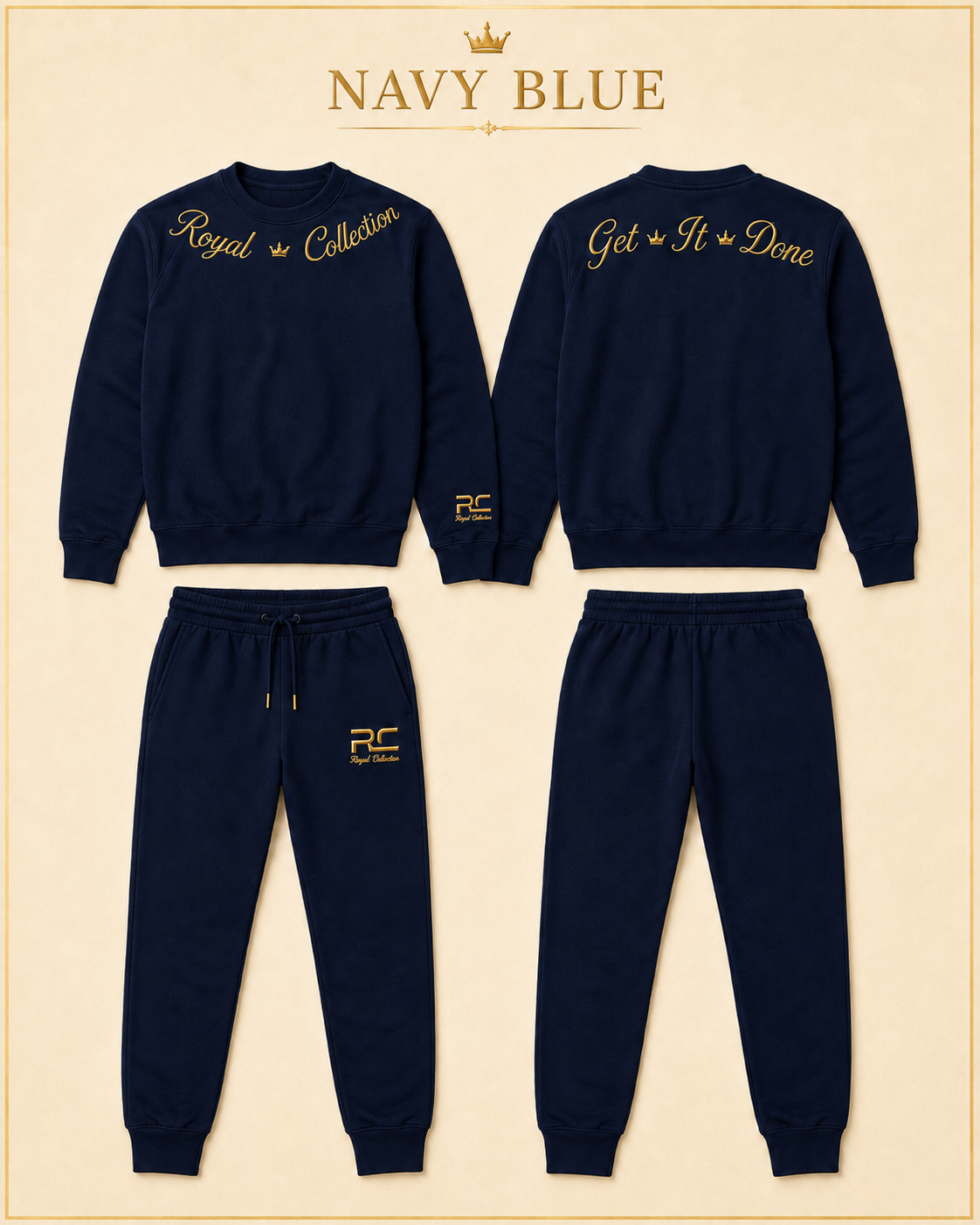 RC Navy Blue Gold Crewneck LS